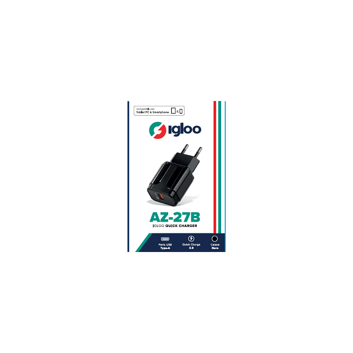 IGLOO ADATTATORE MOBILE FAST CHARGE USB BLACK
